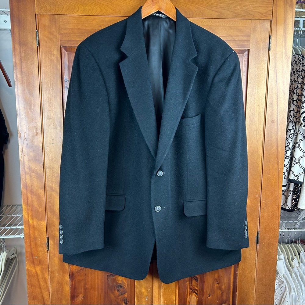 Bill Blass Black Classic Single-Breasted Camel Hair Sport Coat Blazer Old Money